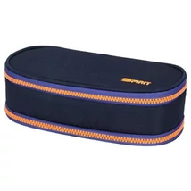 Spirit: Indigókék-narancssárga színű ovális emeletes tolltartó 23×10 cm