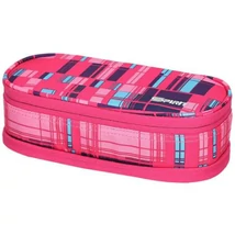 Spirit: Rózsaszín kockamintás ovális emeletes tolltartó 23×10 cm