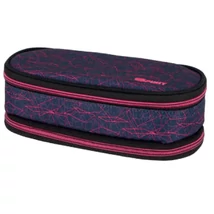 Spirit: My Bag pink kockás két rekeszes ovális tolltartó