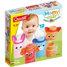 Quercetti: Momy Soft boldog állatok 12 db-os puha építőkocka szett