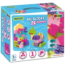 Nagy építőkocka szett rózsaszín elemekkel 26 db-os – Wader