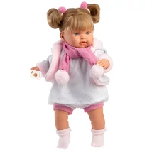 Llorens: Alexandra 42 cm-es síró baba cumival rózsaszín bojtos sállal