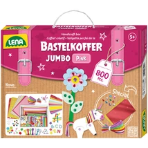 LENA: Jumbo rózsaszín barkácskoffer 800 db-os kreatív játékszett