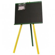 Állványos fa rajztábla krétával, színes lábakkal