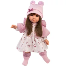 Llorens: Sara 35 cm-es baba rózsaszín virágos szoknyában