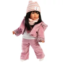 Llorens: Divat ikon 40 cm-es Gréta baba rózsaszín kabátban