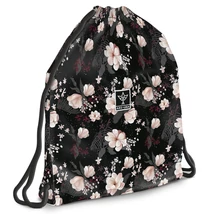 Ars Una: Flowery Black virágos tinédzser tornazsák, sportzsák 37,5×46 cm