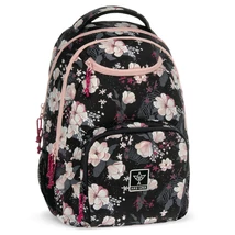 Ars Una: Flowery Black virágos AU-6 iskolatáska, hátizsák 34×45×26 cm