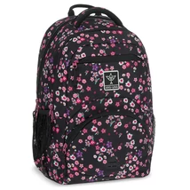 Ars Una: Pearl Blossom Black virágos ergonomikus iskolatáska, hátizsák 33×45×24 cm