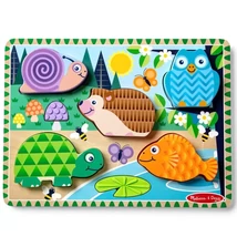 Touch &amp; Feel Erdei állatok fa tapintós kirakó - Melissa &amp; Doug
