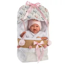 Llorens: Mimi újszülött 40 cm-es síró kislány baba pólyában