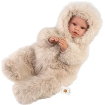 Llorens: Leo 45 cm-es síró baba cumival krémszínű bársony bundában