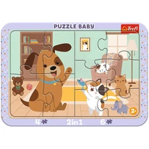 Háziállatok a nappaliban 2 az 1-ben keretes baby puzzle - Trefl