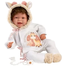 Llorens: Tala Sonrisas 44 cm-es újszülött baba hanggal zsiráfos ruhában