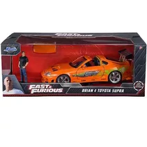 Halálos iramban: Brian figura és Toyota Supra autómodell 1/24 – Simba Toys
