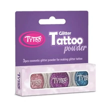 TyToo: Babarózsaszín, türkizkék és mályva síznű csillámpor szett 3×2,5ml