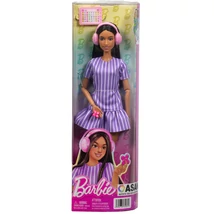 Barbie: Fashionista Barátnők stílusos divatbaba fejhallgatóval lila ruhában – Mattel