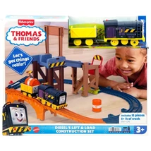 Fisher-Price: Thomas és barátai Diesel Lift &amp; Load építkezési vasúti pályaszett motorizált vonattal – Mattel
