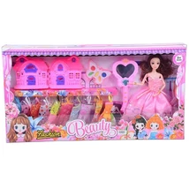 Öltöztethető Sandra baba sminkkel és divatos kiegészítőkkel 28 cm