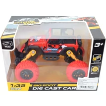 Off-Road hátrahúzós piros Jeep terepjáró 1/32