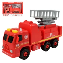 Fire Engine: Emelőkosaras szétszerelhető tűzoltóautó szerszámokkal és hanggal 20 cm