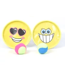 Smiley mintás sárga catch ball ügyességi játék szett