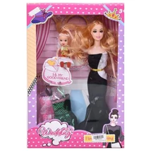 Wedding: Esküvői divat baba szett gyermek babával 28 cm-es