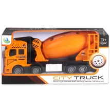 City Truck: Négytengelyes fém teherautó modell betonkeverő felépítménnyel – fénnyel és hanggal