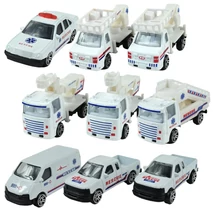 Fém életmentő kisautók helikopterrel 10 db-os szett