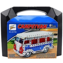 Campervan busz modell fém építőjáték 348 db-os szett bőröndben