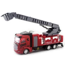 Hátrahúzós emelőkosaras tűzoltó kisautó 20 cm