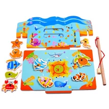 Fa mágneses horgászjáték tengeri herkentyűkkel