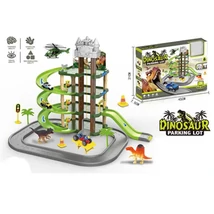 Négy szintes dinoszauruszos parkolóház figurákkal és járművekkel 71 db-os készlet