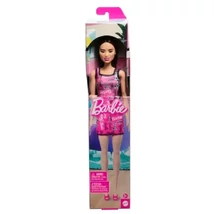 Barbie Chic barna hajú divatbaba rózsaszín Barbie ruhában – Mattel