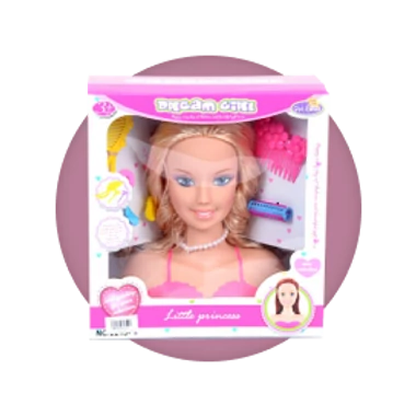 Fésülhető, sminkelhető babafej