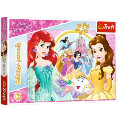 Disney Hercegnők: Ariel és Belle 100 db-os csillámló puzzle – Trefl