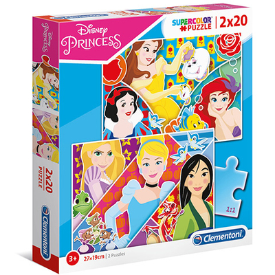 Disney Hercegnők Supercolor 2 az 1-ben puzzle 2×20 db-os – Clementoni