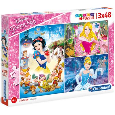 Disney Hercegnők Supercolor 3 az 1-ben puzzle 3×48 db-os – Clementoni
