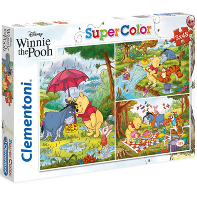 Micimackó és barátai Supercolor 3 az 1-ben puzzle 3×48 db-os – Clementoni