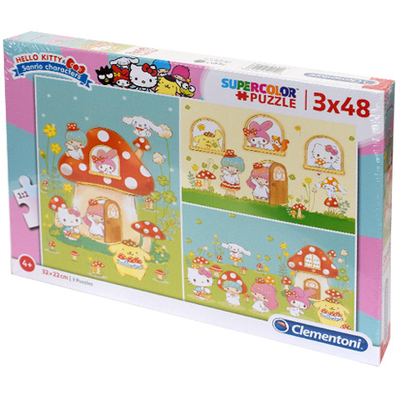 Hello Kitty Supercolor 3 az 1-ben puzzle 3×48 db-os – Clementoni