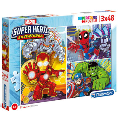 Marvel Bosszúállók Supercolor 3 az 1-ben puzzle 3×48 db-os – Clementoni