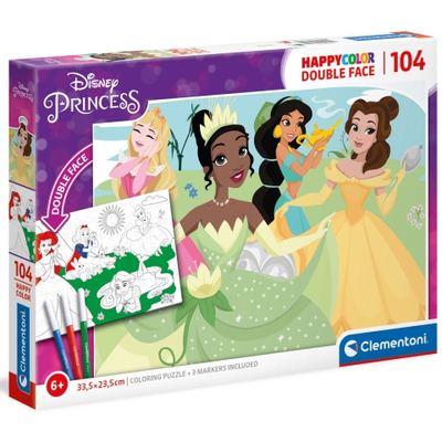 Disney Hercegnők Double 2 az 1-ben 104 db-os színezhető kétoldalas puzzle – Clementoni
