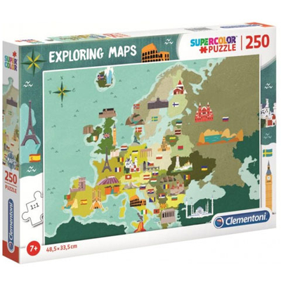 Felfedező térkép – Európa nevezetességei 250 db-os puzzle – Clementoni