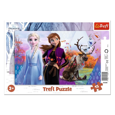 Jégvarázs 2: Anna és Elsa keretes puzzle 15 db-os – Trefl