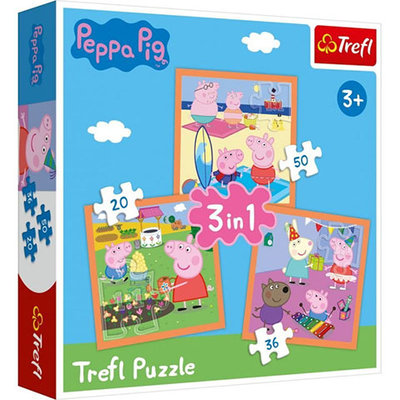 Peppa malac: A leleményes Peppa 3 az 1-ben puzzle – Trefl
