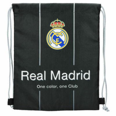 Real Madrid fekete tornazsák, sportzsák 26×32 cm