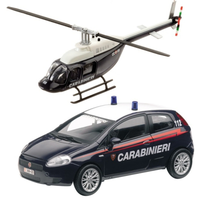 Carabinieri Fiat Bravo és helikopter fém modell szett 1/43 – Mondo