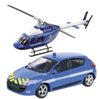 Gendarmerie Renault Megane és helikopter fém modell szett 1/43 – Mondo