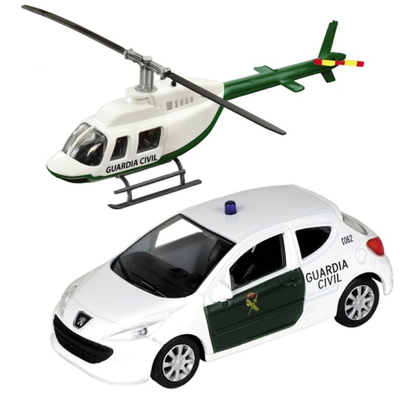 Guardia Civil Peugeot 308 és helikopter fém modell szett 1/43 – Mondo