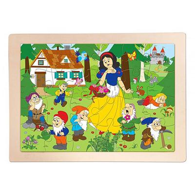 Hófehérke és a hét törpe 24 db-os keretes fa puzzle – Woodyland